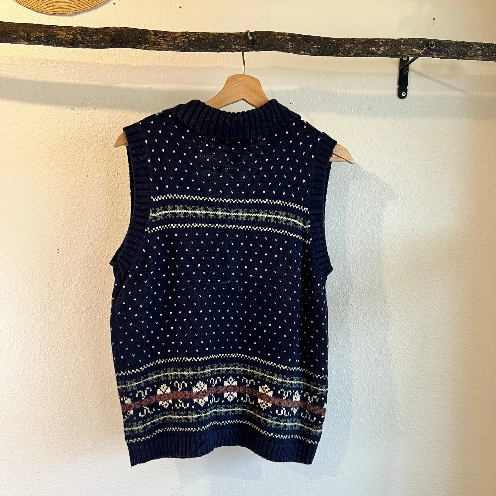 Vintage 90s Cabin Creek Cotton Blend Zip Up Sweater Vest Size Medium - Image 5