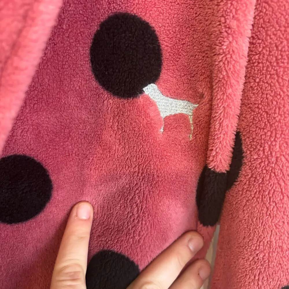 Pink Victoria’s Secret Mauve With Black Polka Dots Robe Size M/L - Image 4