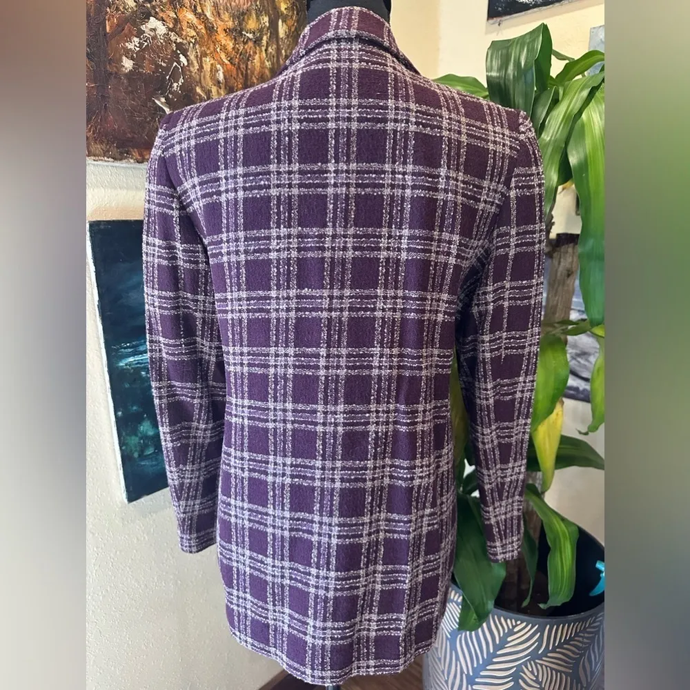 EUC Alfred Dunner  vintage Blazer  Womens Purple Plaid Tweed Button Pockets Sz6p - Image 5