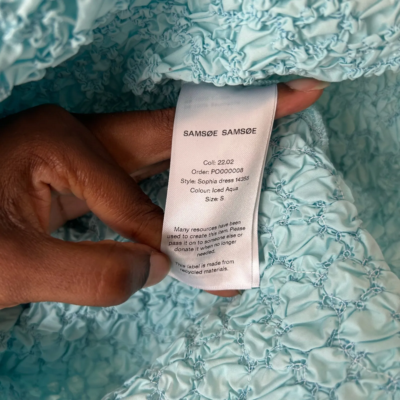 Samsoe Samsoe Blue Sophia Textured Bodycon Dress Size Small - Image 9