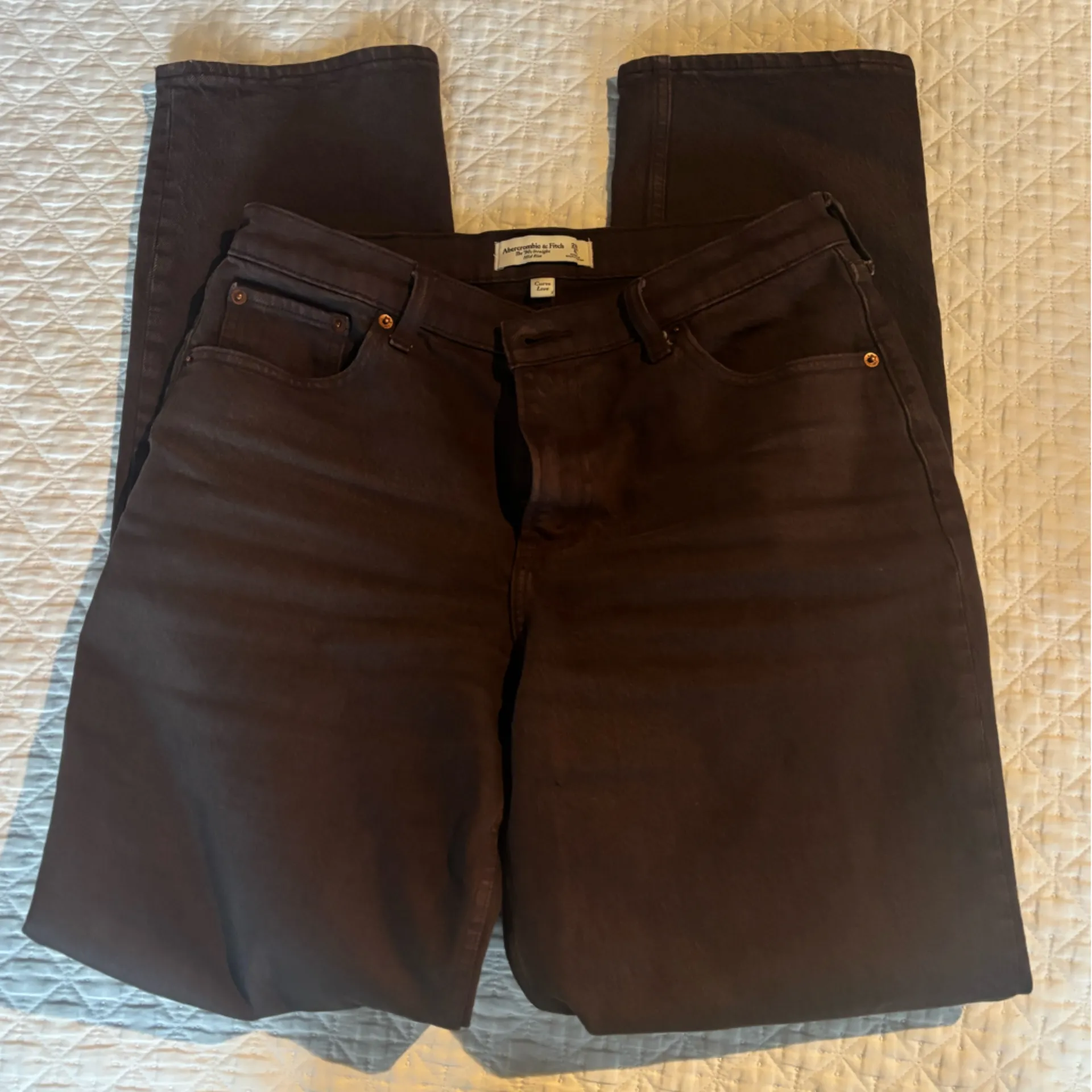 Abercrombie Curve Love Brown The 90s Straight Mid Rise Jean - Image 4