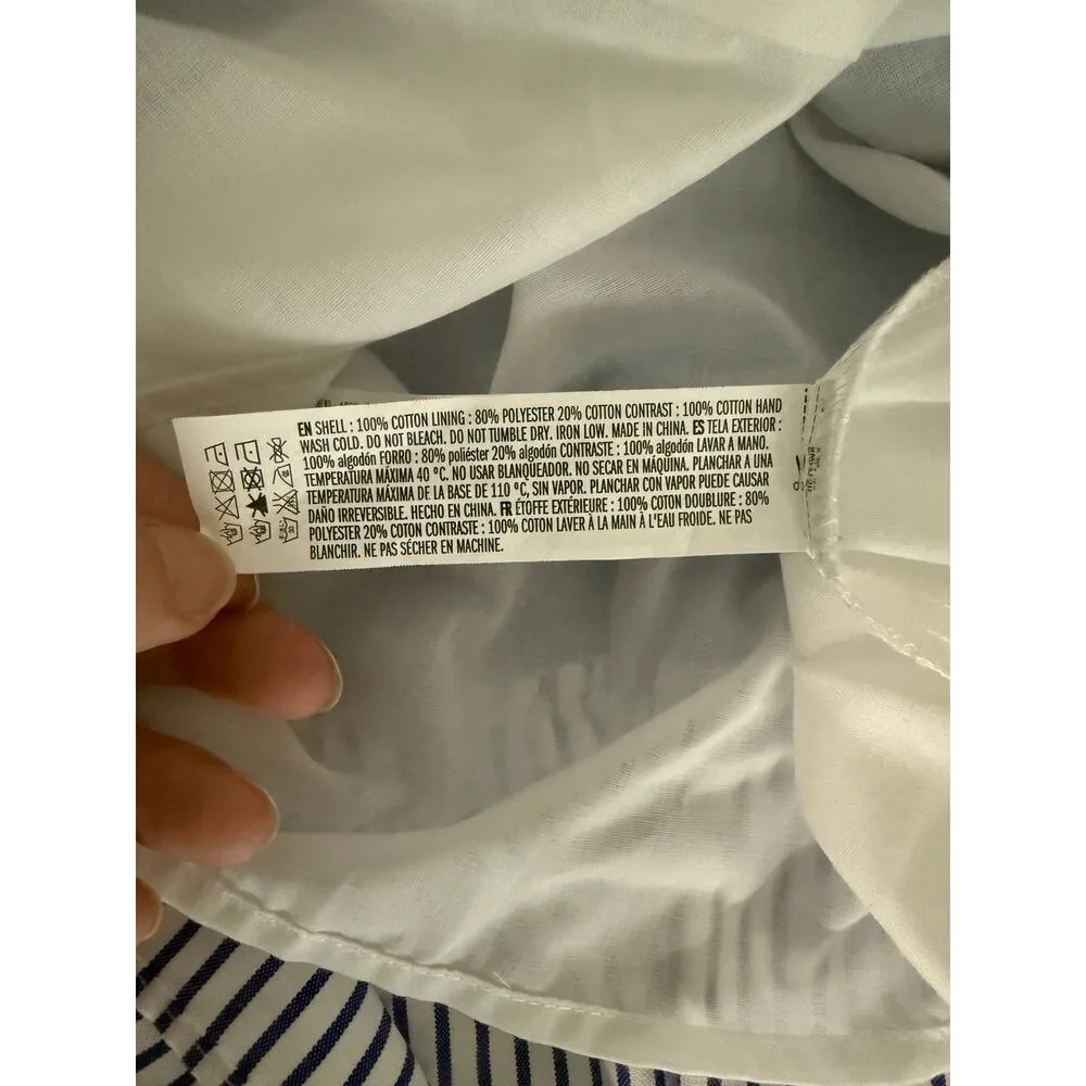 Tuckernuck Pomander Place Blue White Colorblock Preppy Stripe Quinn Dress Small - Image 4