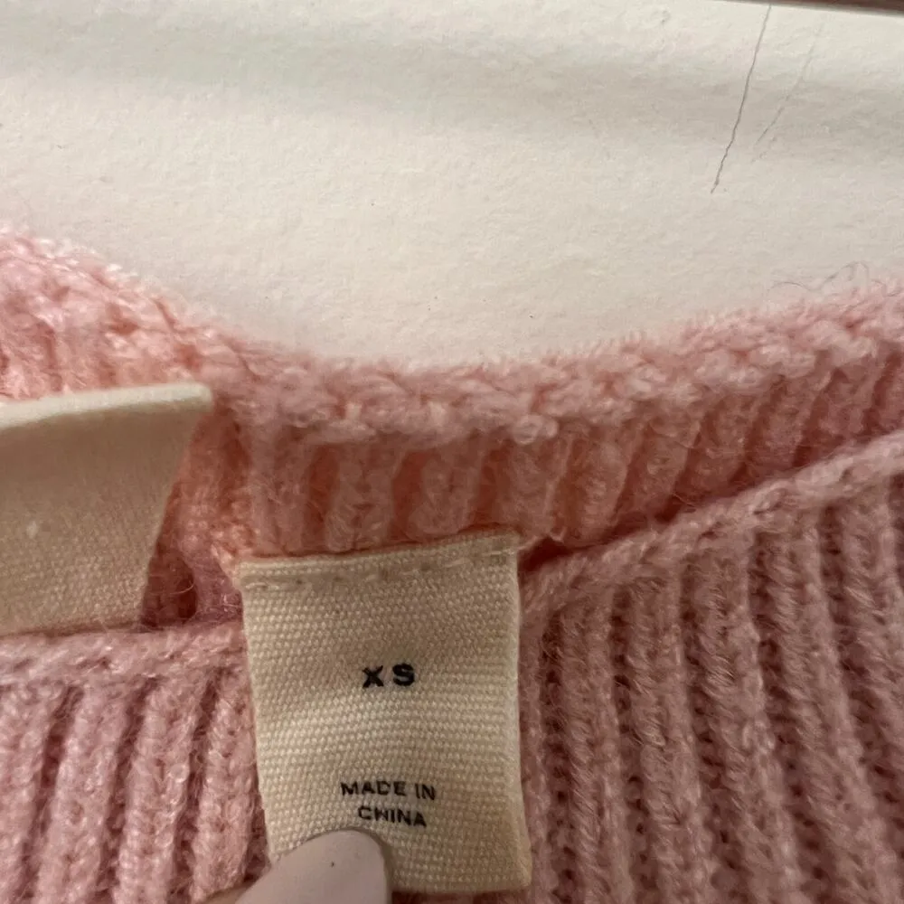 Anthropologie MOTH Off the Shoulder Boat Neck Light Pink Sweater Size XS - Image 6