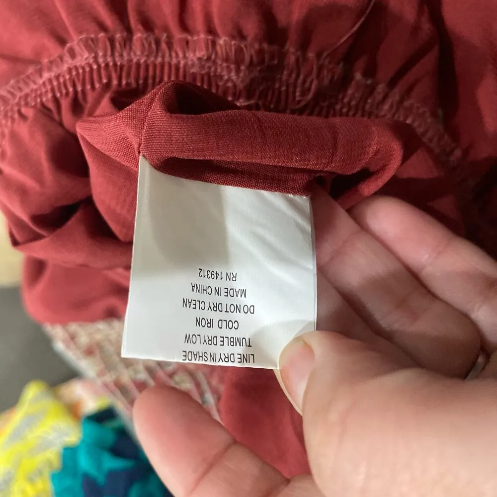 Saints + Secrets Burgundy Paisley Print Deep V-Neck Jumpsuit Size S - Image 13