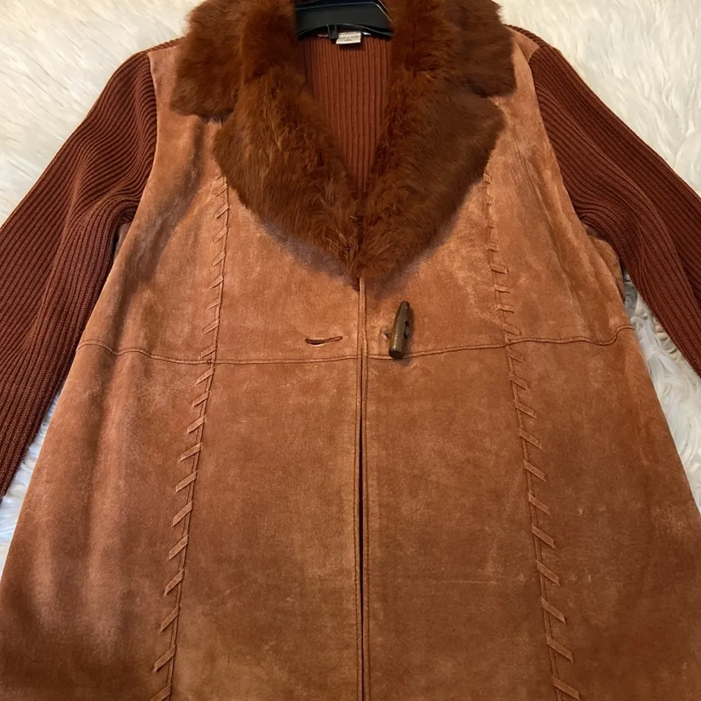 NYGARD  Beautiful Leather and Dyed Rabbit Jacket size M 10-12 - Image 13