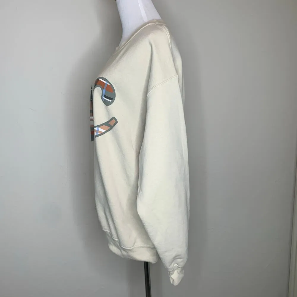 KC Kansas City Sweatshirt Beige Plaid Earth Tones Sz Large Tan - Image 3