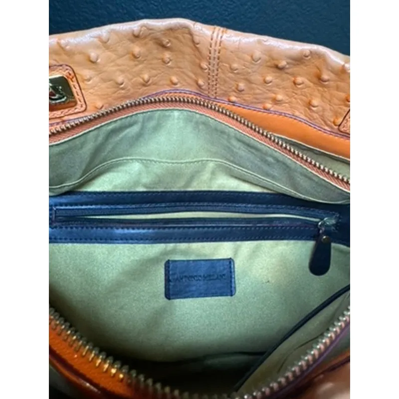 Antonio Melani "Blair" Faux Ostrich Leather Orange Shoulder Bag‎ - Image 6