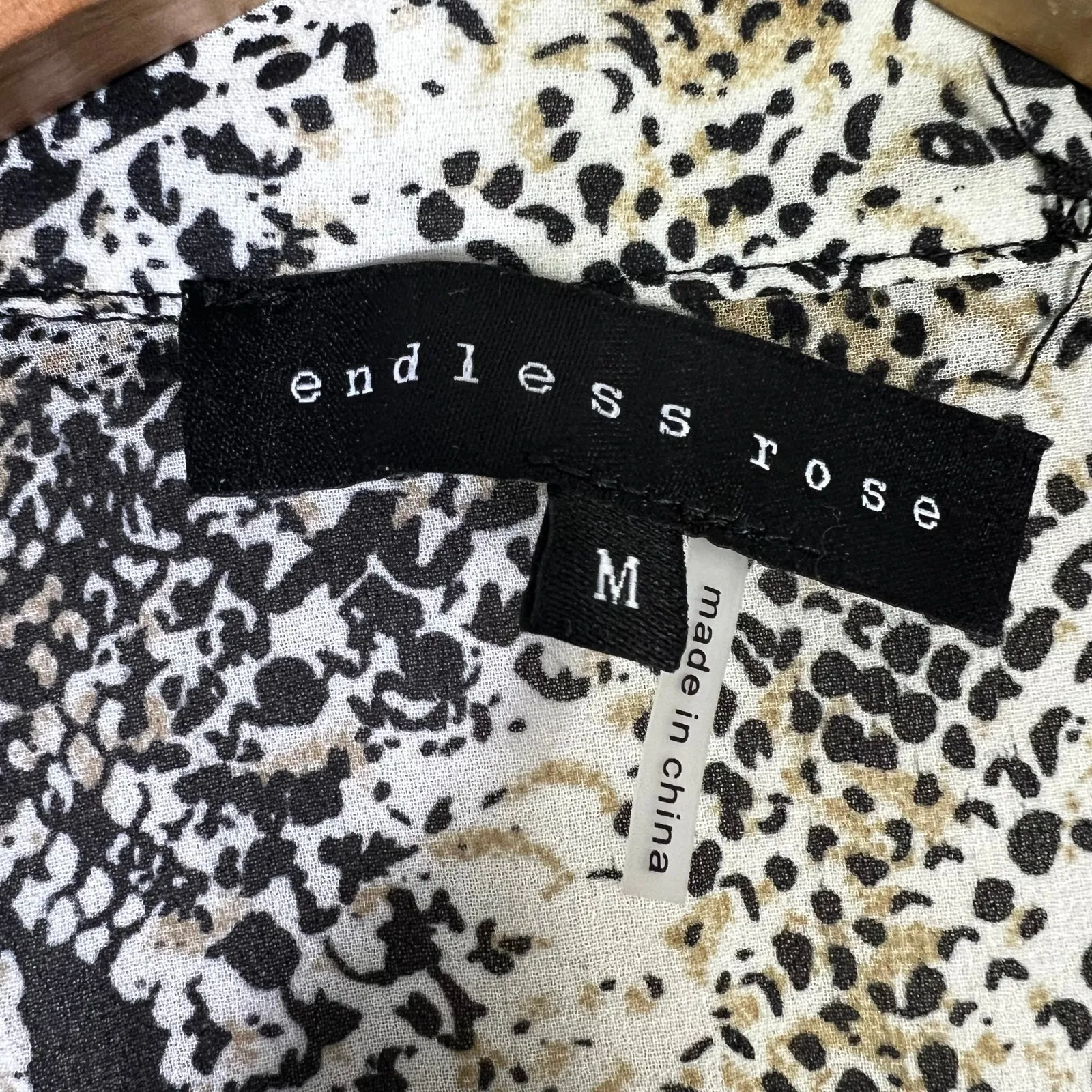 Endless Rose Snake Sleeve Surplice Top Womens M Black Tan Long Sleeve Gothic - Image 6