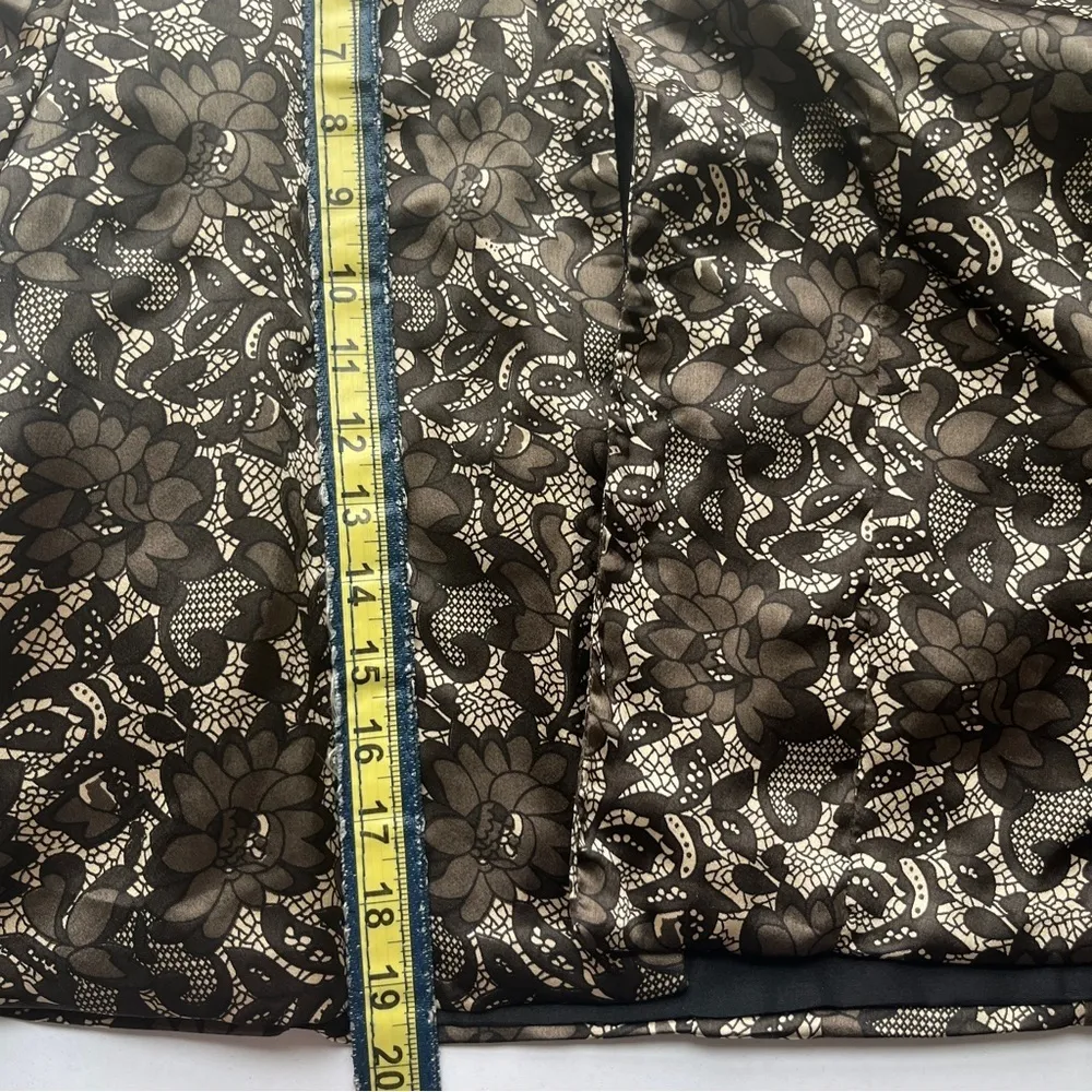 Mix Nouveau Silk Like Floral Pattern Blazer Jacket Coat Black Small - Image 7