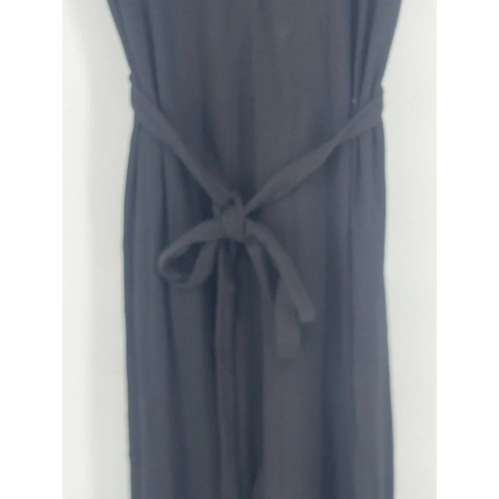 Bobi Supreme Revolve Jersey Tied Waist V‎ Neck Black Jumpsuit Size XS Ribbed - Image 6