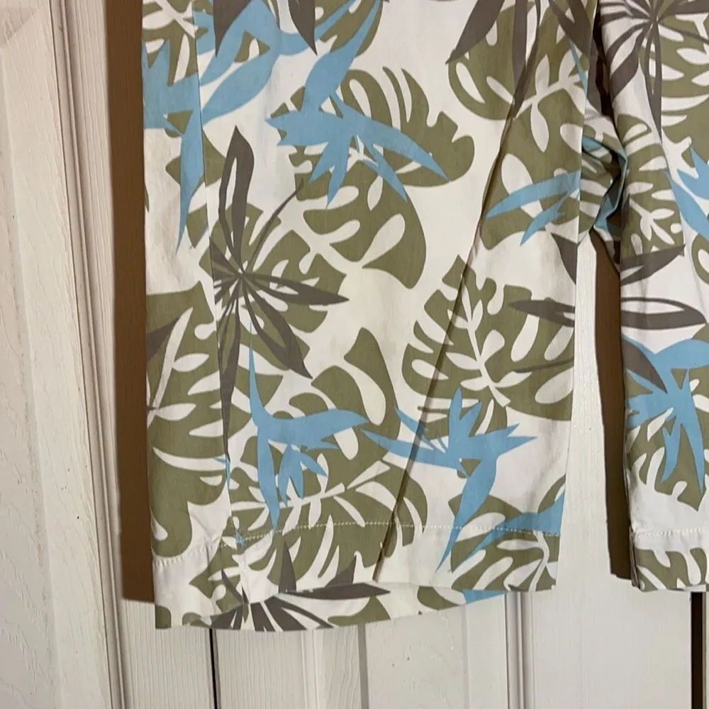 French Cuff Tropical Print Bermuda Shorts 12P Green - Image 4