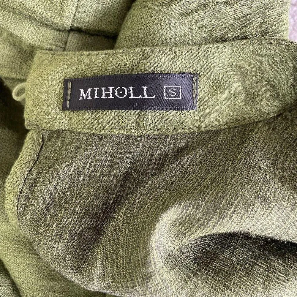 MIHOLL Green Tiered Mini Dress Size Small Knee Length Casual Short Sleeve - Image 14