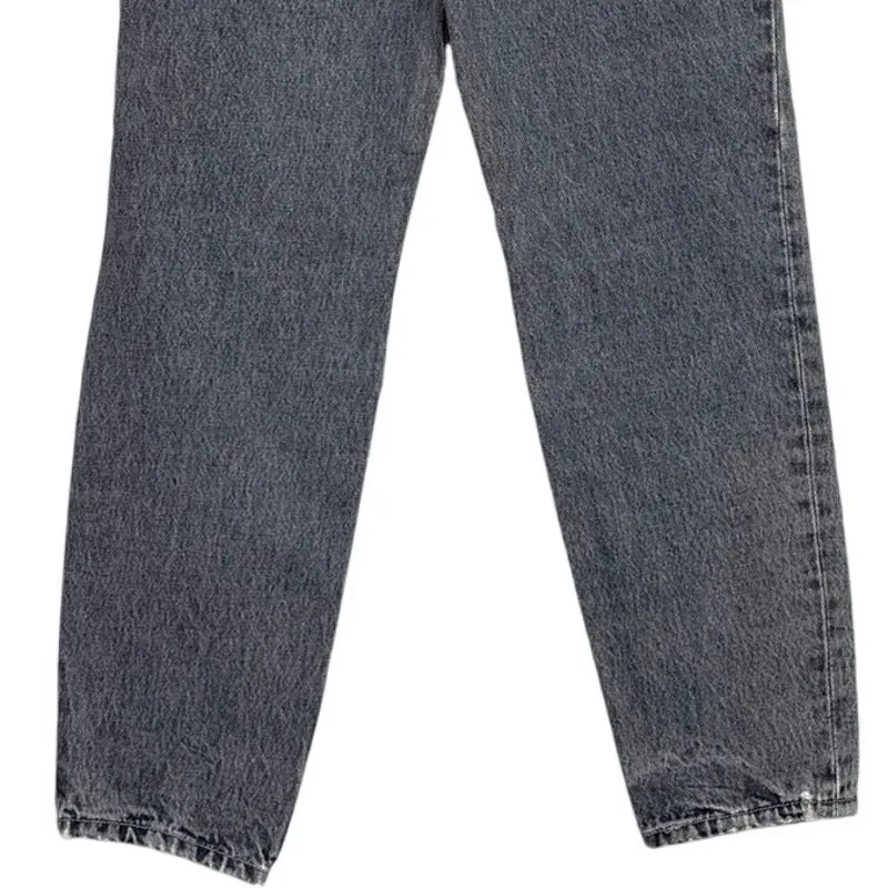 ZARA Wide Leg High Rise Vintage Distressed Cropped Jeans 2 Rinsed Black #3900 - Image 7