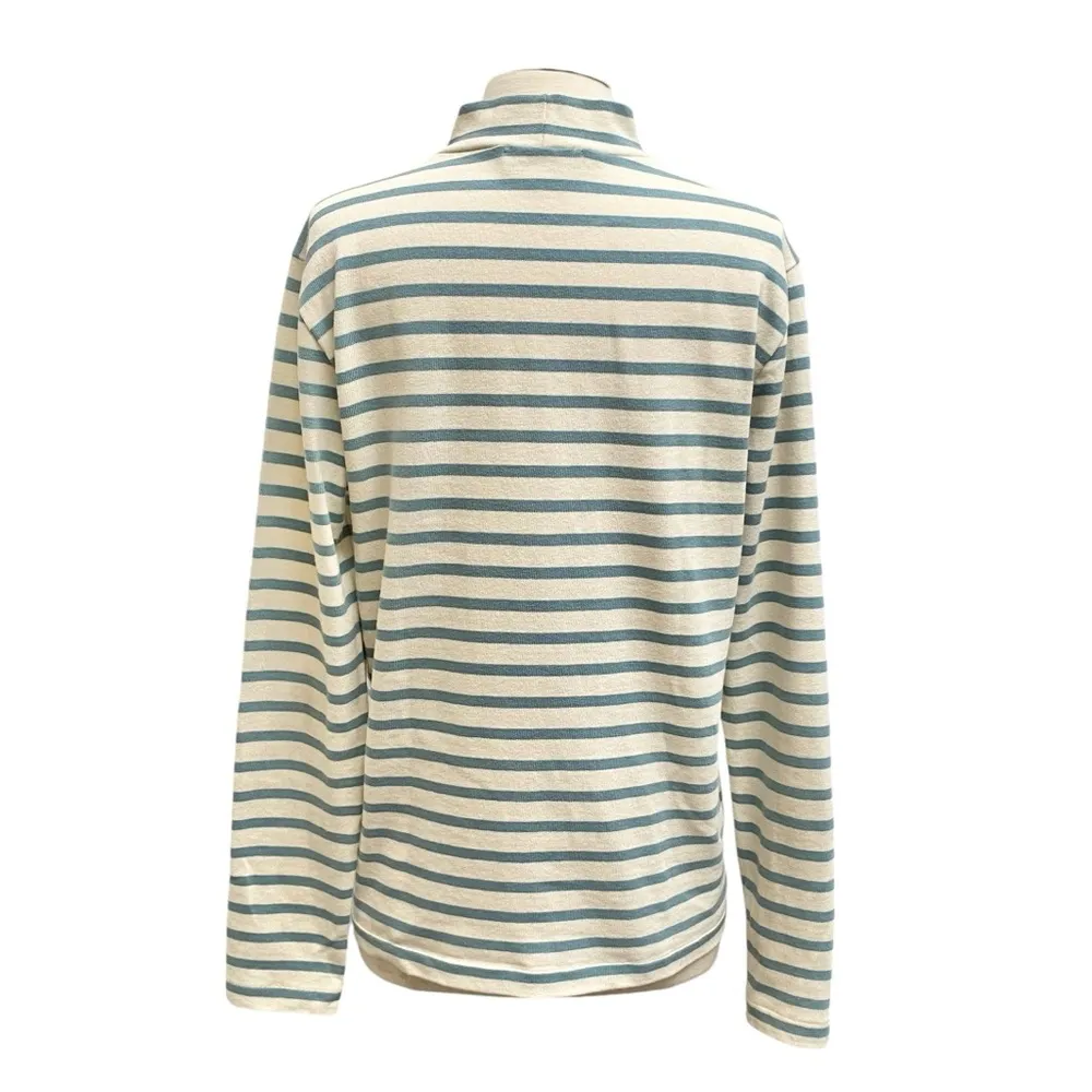 YMC Long Sleeve Striped Mock Neck Top Blue - Image 4