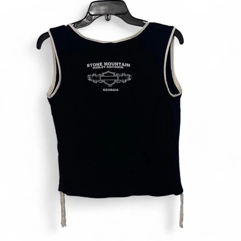 Vintage Y2K early 2000s Made in USA Black Harley Davidson Tank Top Large - Image 2