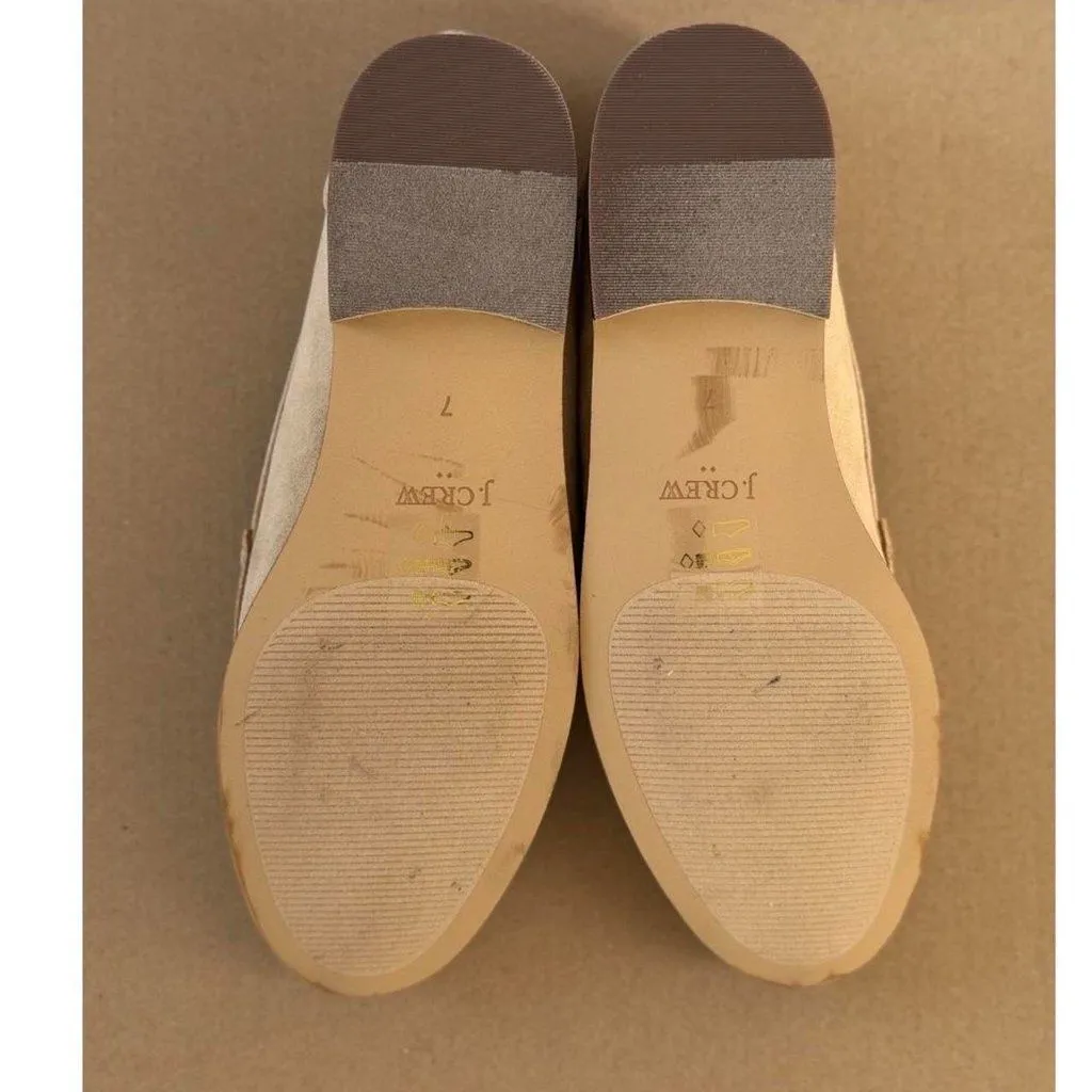 J.Crew Sueded Bow Loafers in Light Khaki, Size 7 - Image 9