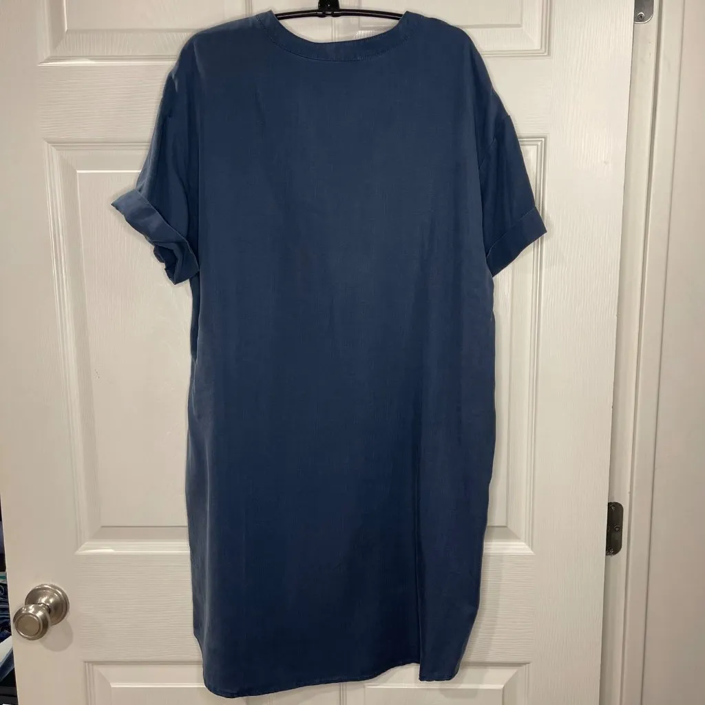 Hilary Radley Shift Dress Womens Size Large Blue Tencel Lyocell Pockets Mini NWT - Image 3
