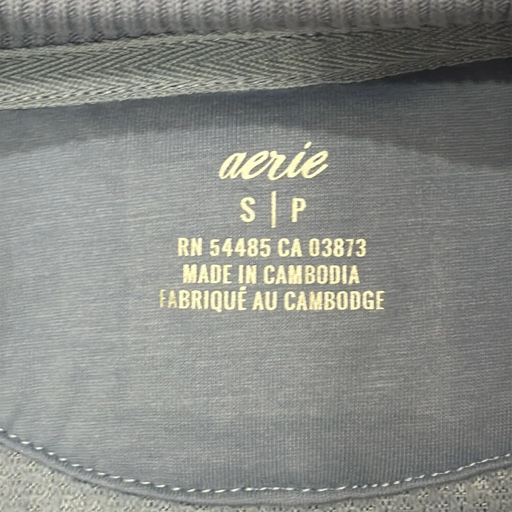 Aerie Dream Sherpa Quarter Zip Pullover Sweatshirt Oversized Steel Blue Hue sz S - Image 9