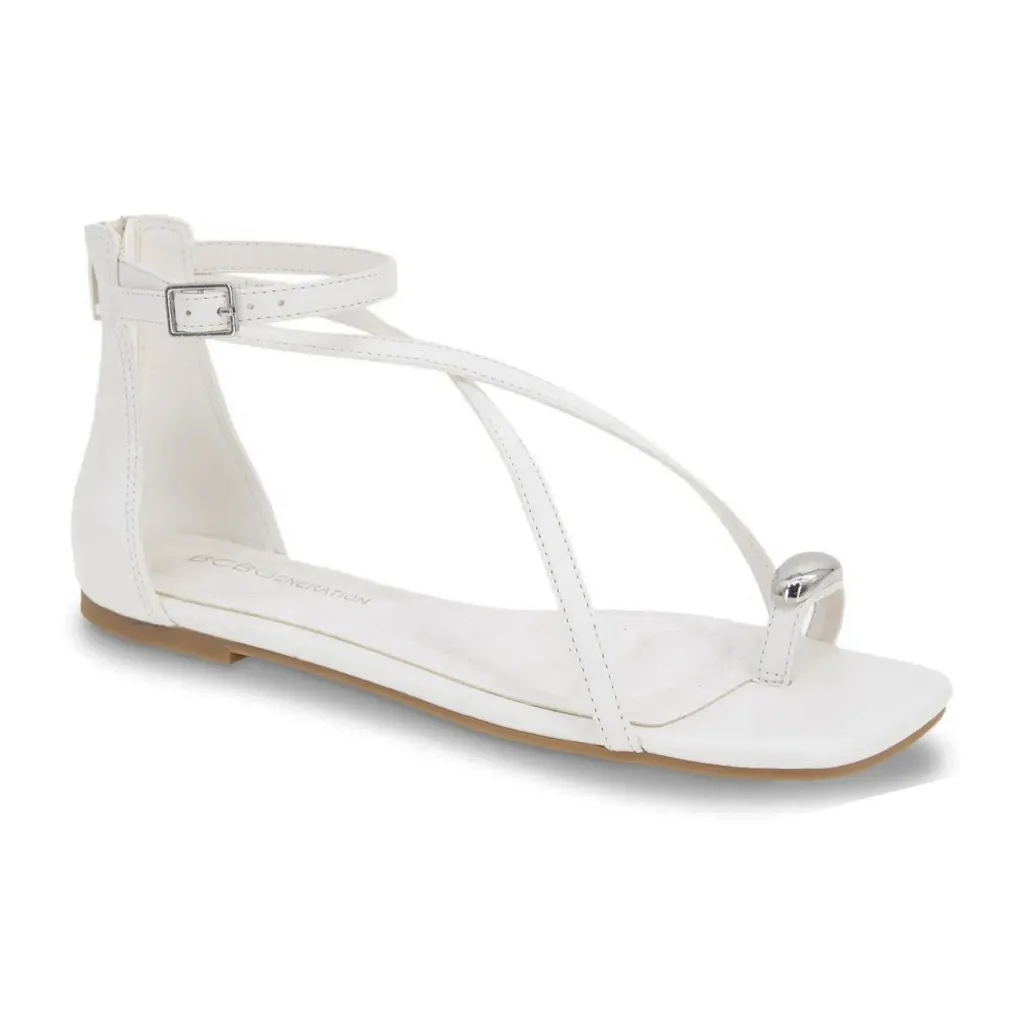 NEW BCBGeneration Kline Embellished Toe Ring Strappy Square Toe Flat Sandals 7.5 - Image 2