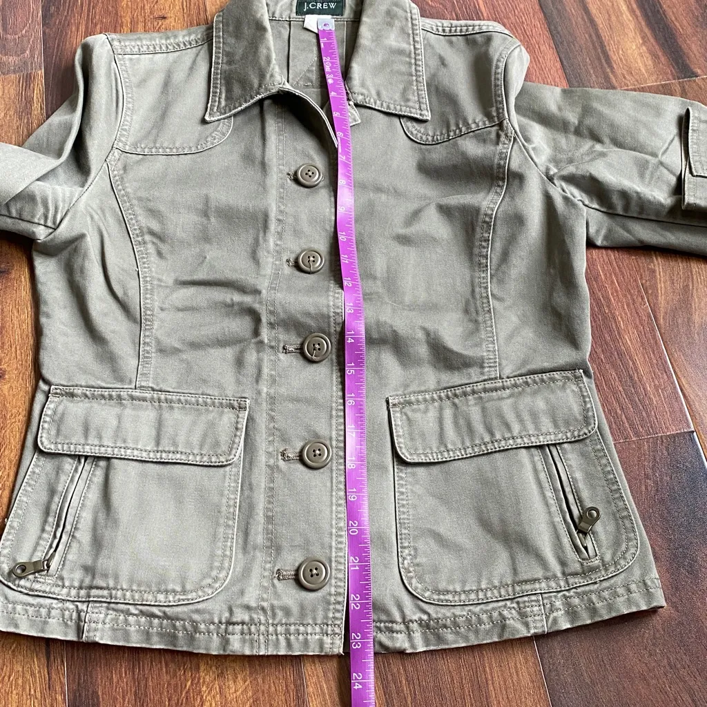 J. Crew 100% Cotton Fitted Utility Jacket Button Down with Pockets Y2K - Image 7