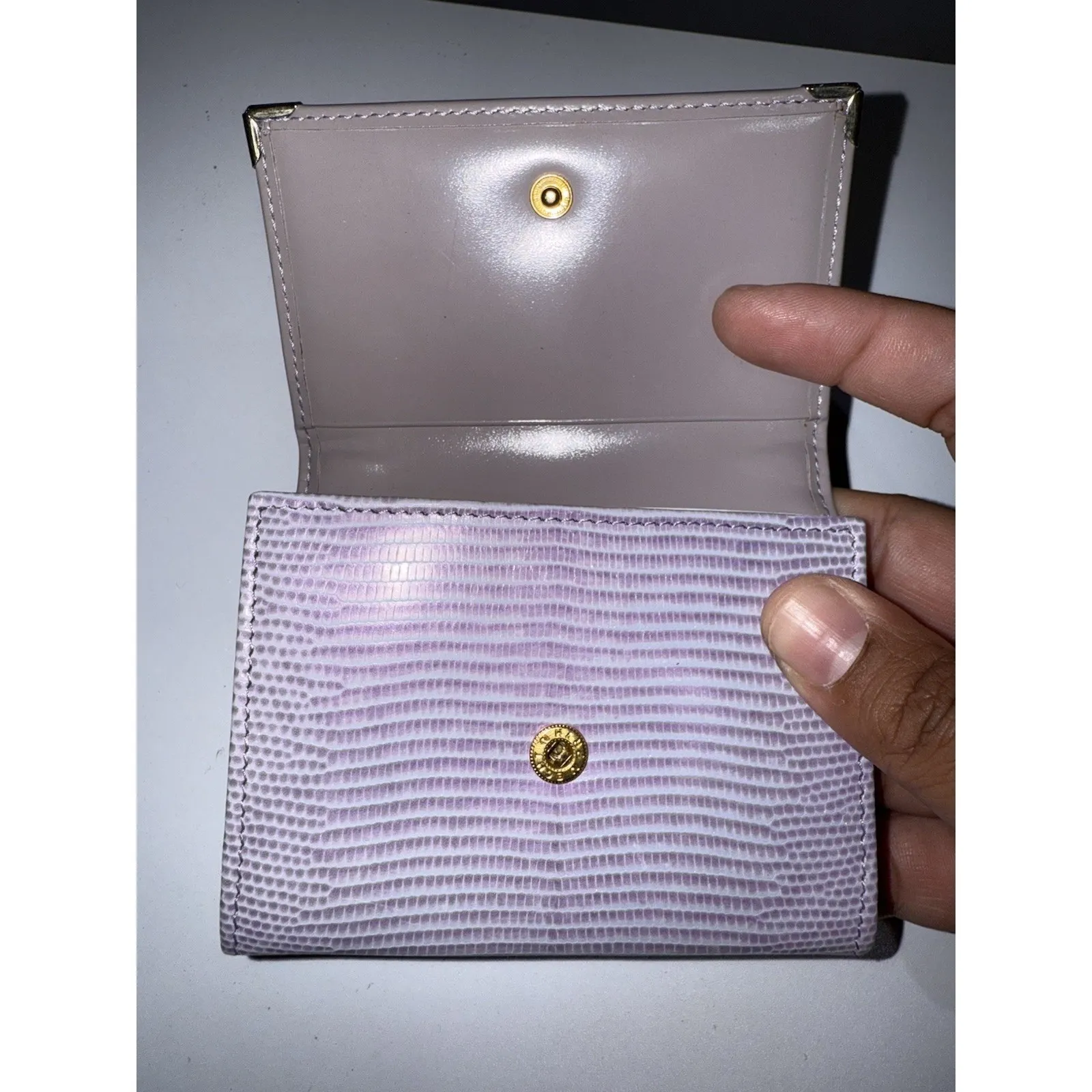 Authentic Swarovski Women's Lilac Rhinestoned Small‎ Wallet Card Coin Holder - Image 4