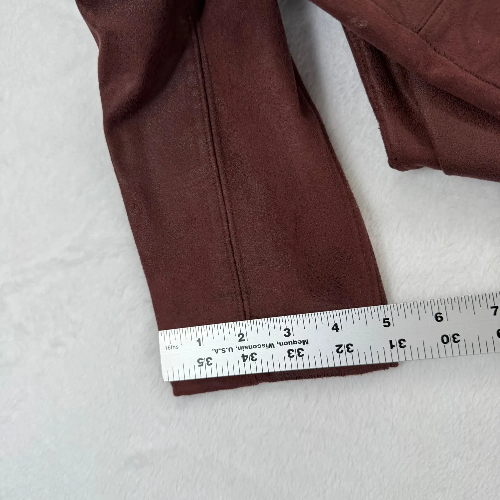 Free People‎ Faux Suede Leggings Size 26 Burgundy Brown Fitted Pants Women - Image 5