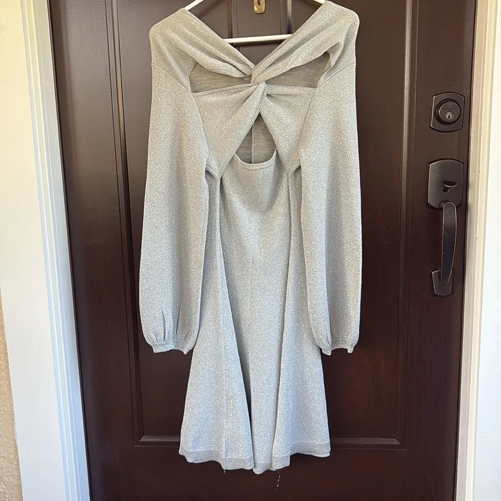 NWT J. Crew Lurex Twist Back Dress Shimmery Silver Size Medium Retail $268.00 - Image 14