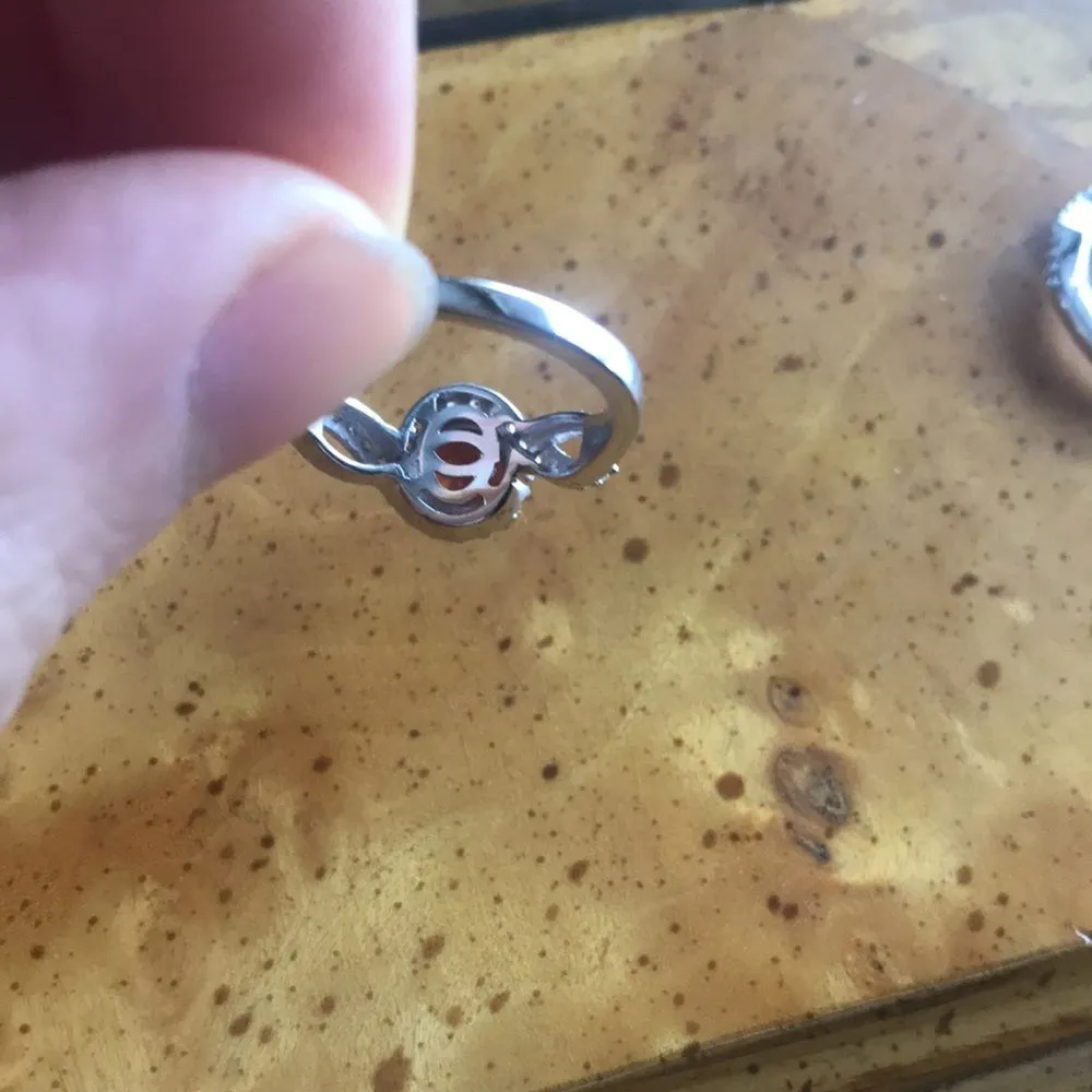 Natural Cherry Citrine Sterling Silver Ring Set Size 7 - Image 4