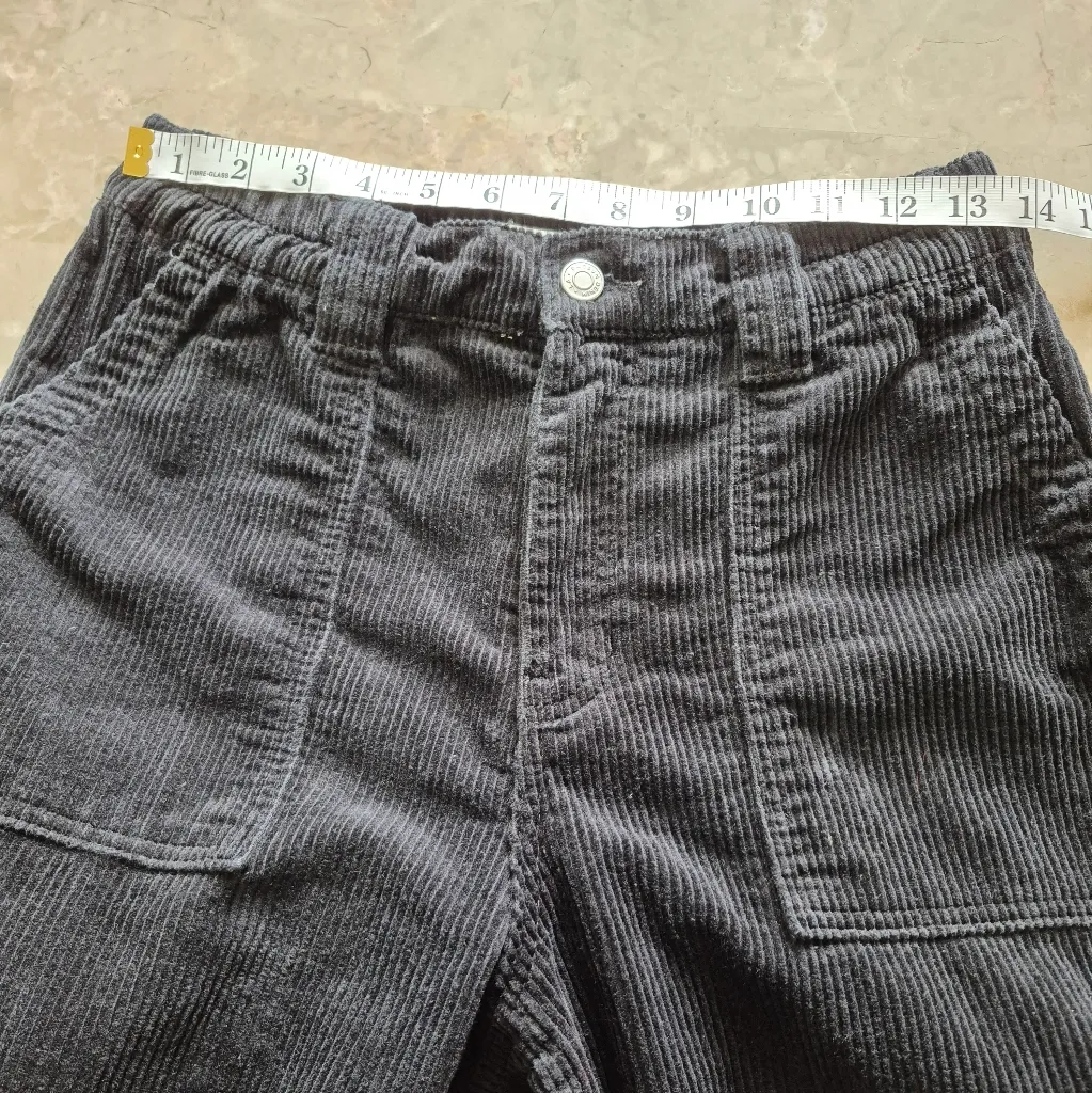 PacSun Black Corduroy Cargo Pants with Elastic Waist. Medium - Image 15