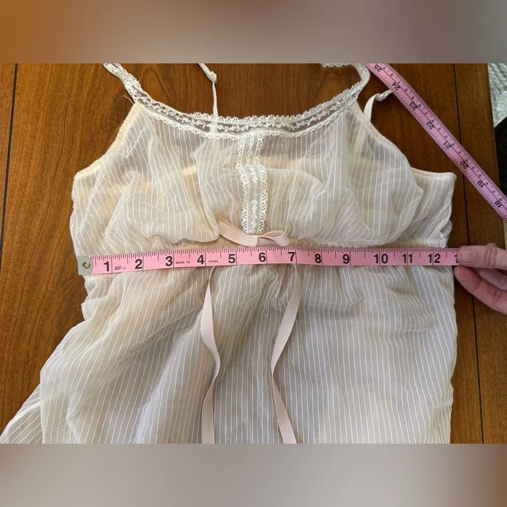 Vintage Vera wang babydoll tank slip lace with bow romantic women’s large - Image 4