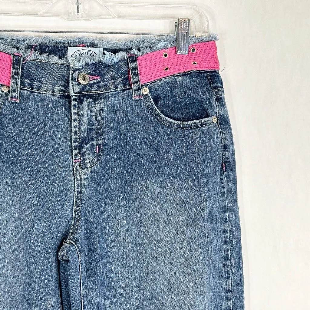 Carolina Blues Size 8 Jeans Capri Cropped Pink Waistband Barbie Raw‎ Waist 1678 - Image 4