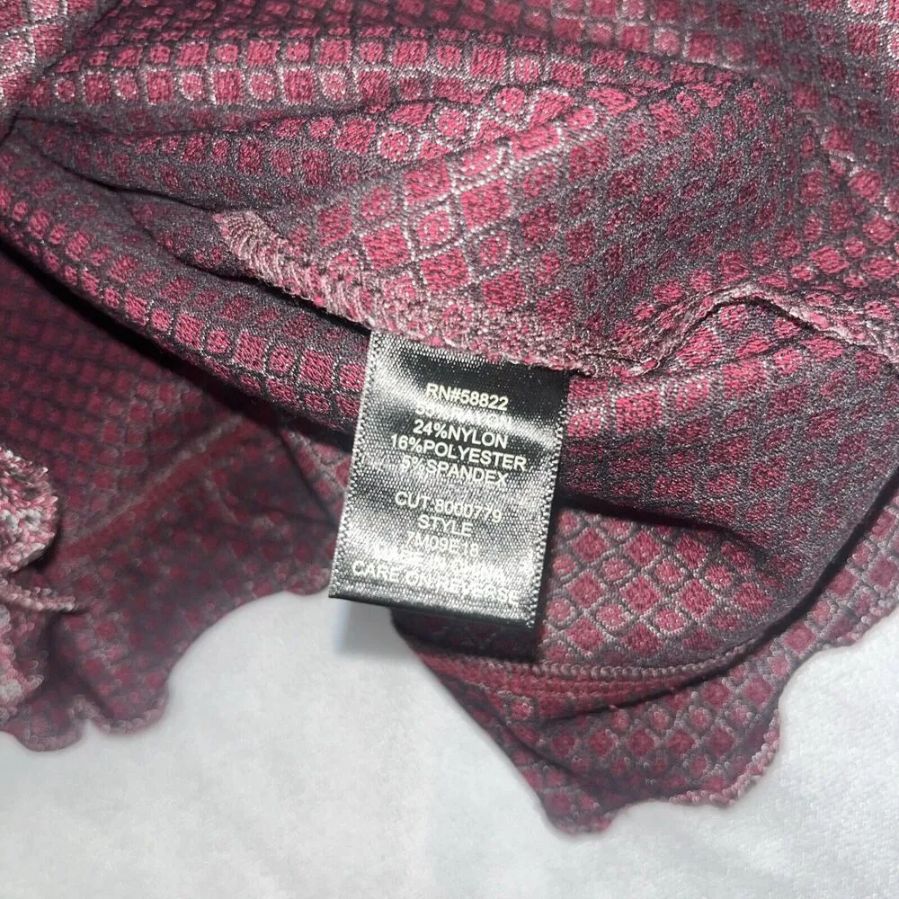 Max Studio London XL Midi Metallic Pink Patterned Skirt Ruffle Hem - Image 10