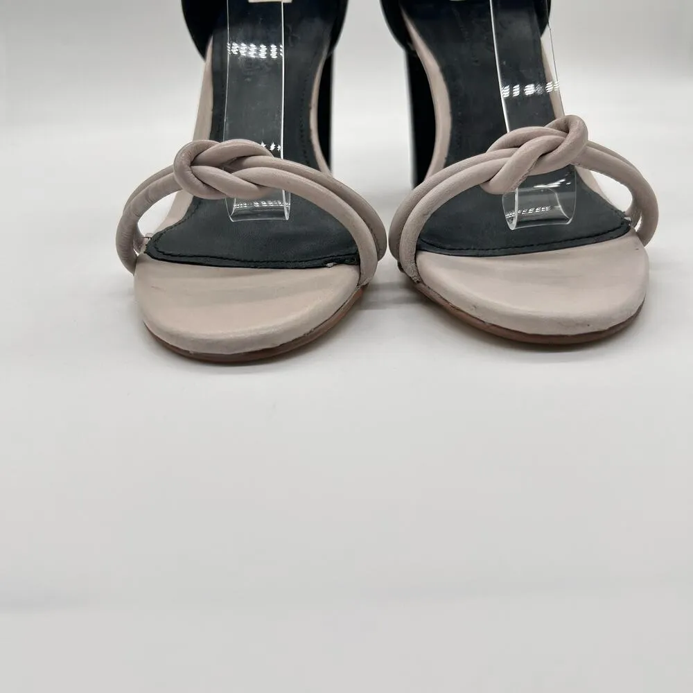 Journee Signature Sandal Women 8 Black Bone Leather Jettah Ankle Strap Heels NEW - Image 3