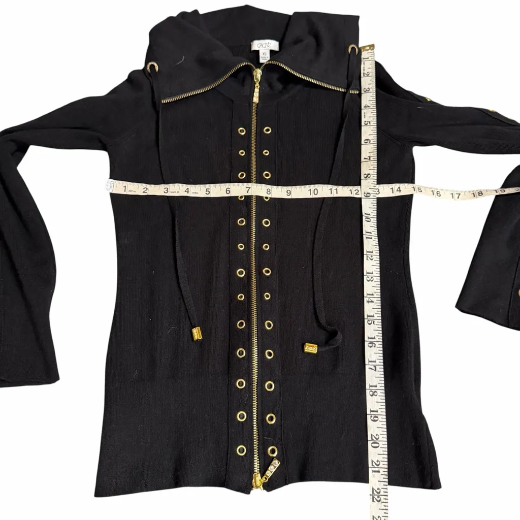 CACHE Y2K Studded Double Zip McBling Full Zip Jacket XS - Image 7