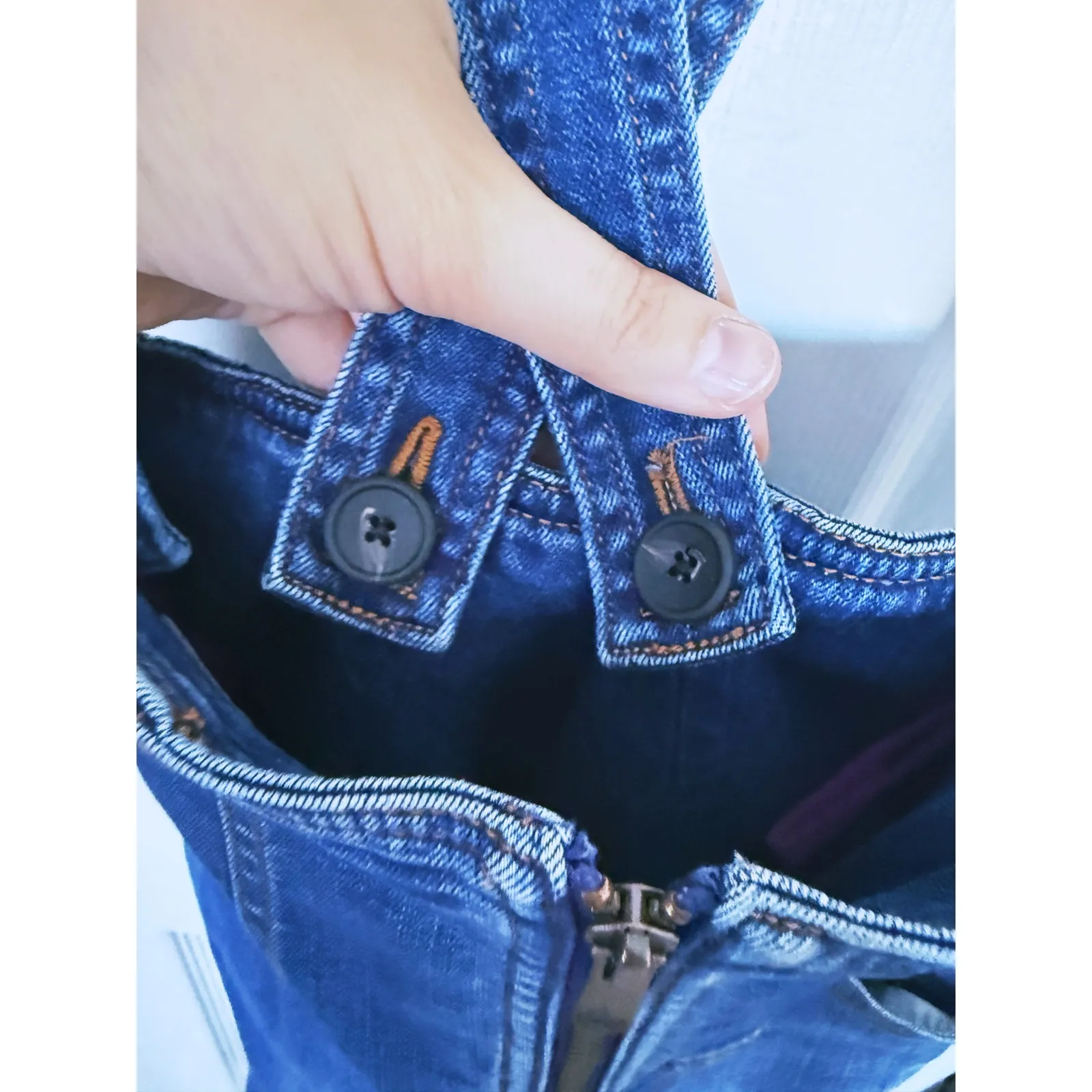 Y2K Miss Sixty Retro Vintage Denim Overall Skirt Dress Patchwork Small Blue 90s - Image 8