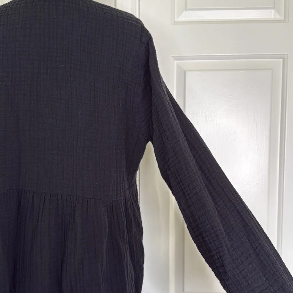 Long sleeve cotton gauze tiered mid length dress - Image 13