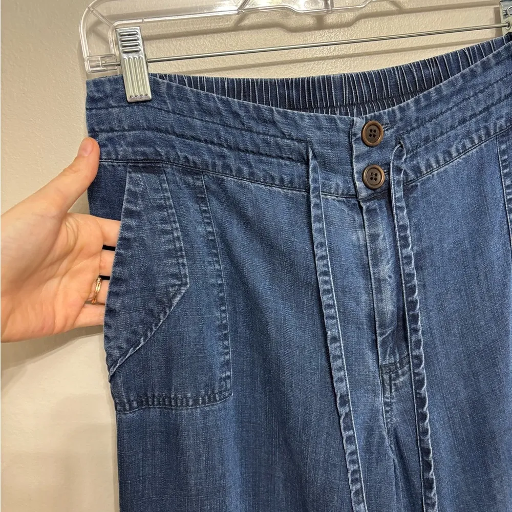 Soft Surroundings Tencel Chambray Easy Fit Crop Pants - Size S Petite - Image 3