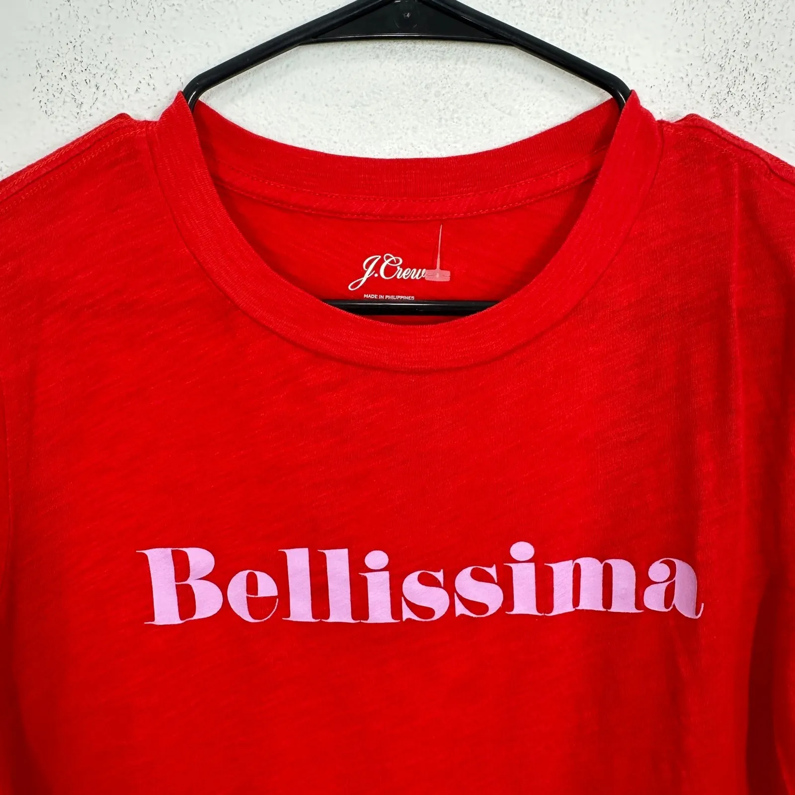 J Crew Bellissima Beautiful Red Pink Cotton Lightweight 100% Cotton T Shirt - Image 3