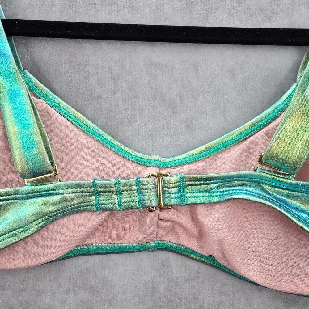 Xhilaration Green Swimwear Swimsuit Padded Hook Adjustable Bikini Top Small - Image 4