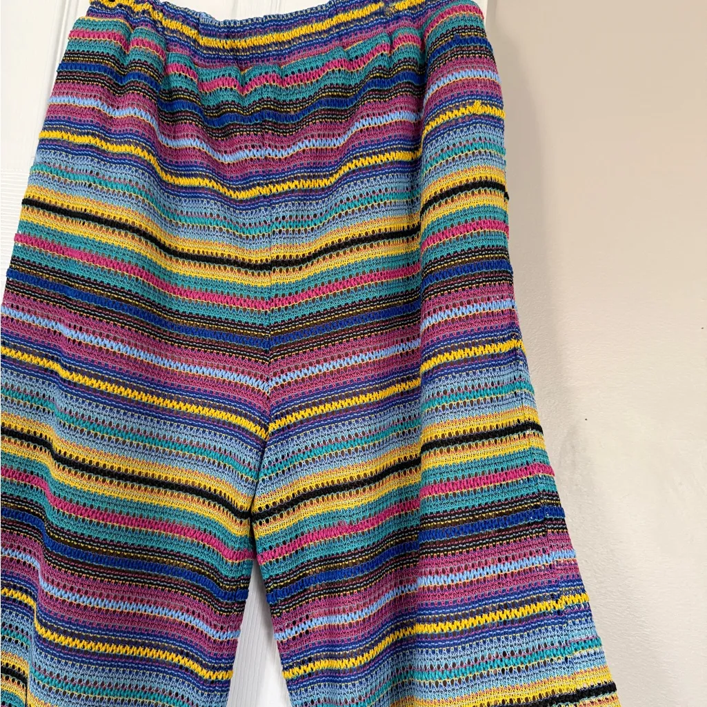 Majorelle Revolve Crochet Striped Flowy Pants Flare Beach Vacation Elastic Waist - Image 3