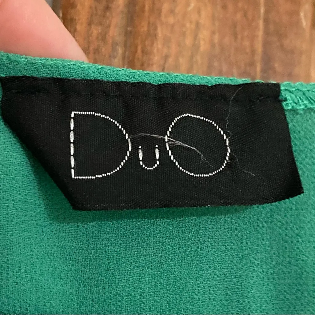 Emerald Green Ruffle tie front Blouse S Small - Image 3