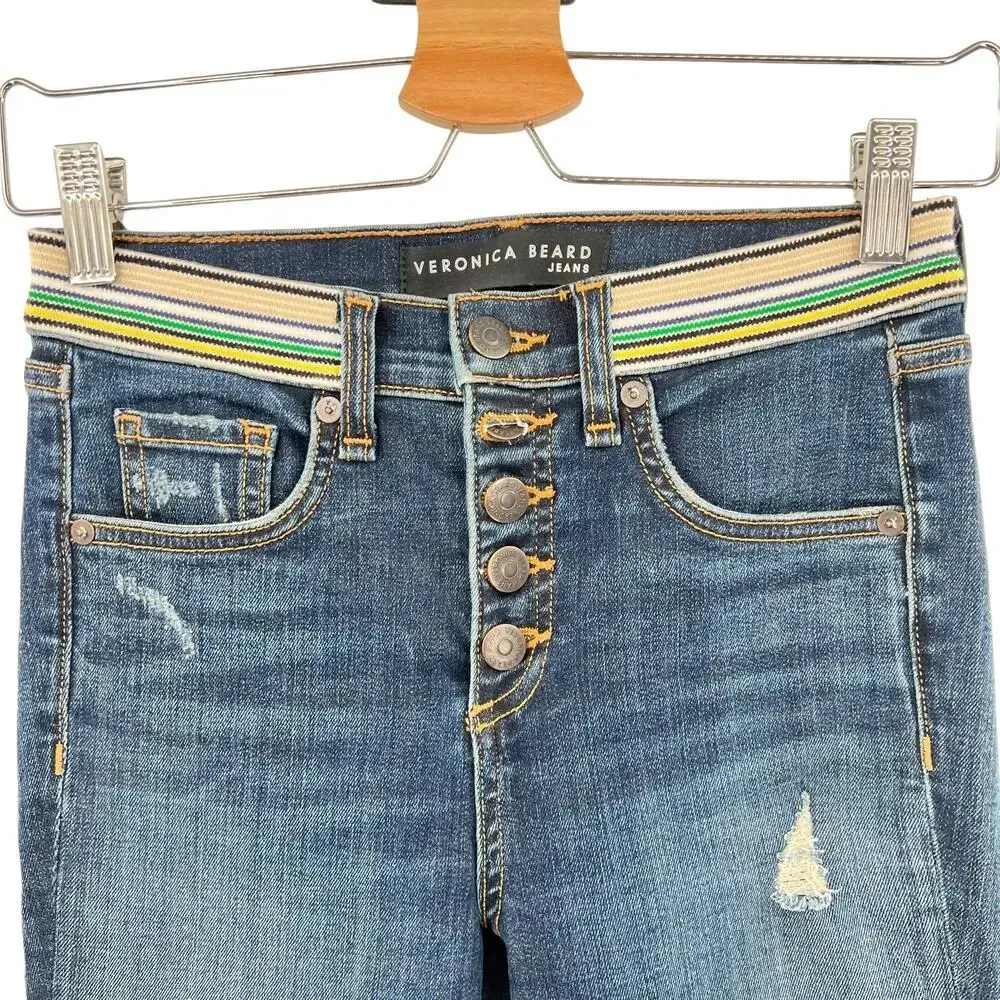Veronica Beard Carolyn 10" Baby Boot Jeans Allure Wash Stripe Size 24 - Image 5