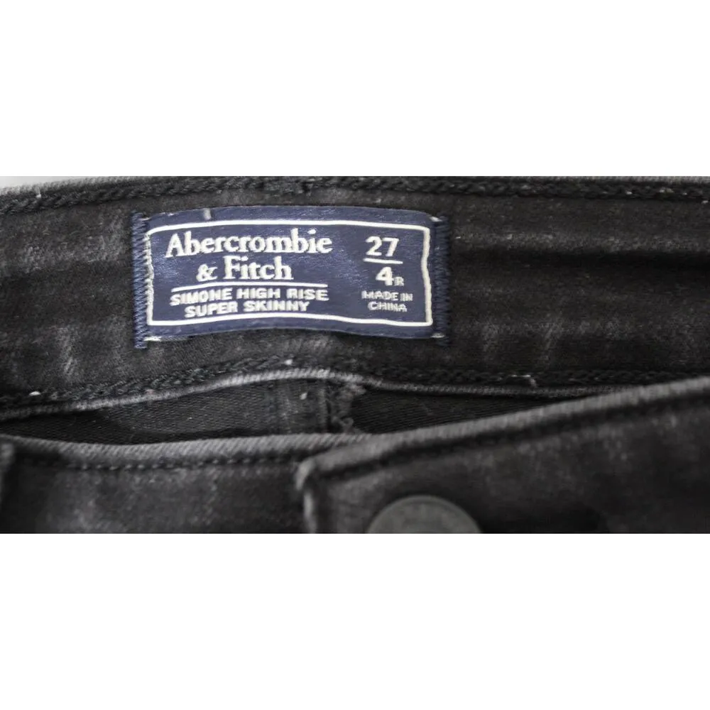 Abercrombie & Fitch Simone High Rise Super Skinny Black Denim Jeans Size 27 4 R - Image 3