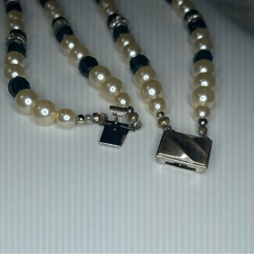 Handmade pearl and blue Faux Sapphire cristals, shocker, Relic! - Image 3