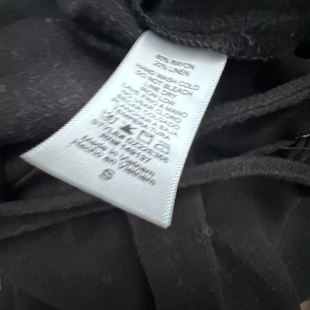 CARLY JEAN LOS ANGELES | Black Jumpsuit Wide Leg Cropped Linen Blend | Small - Image 9