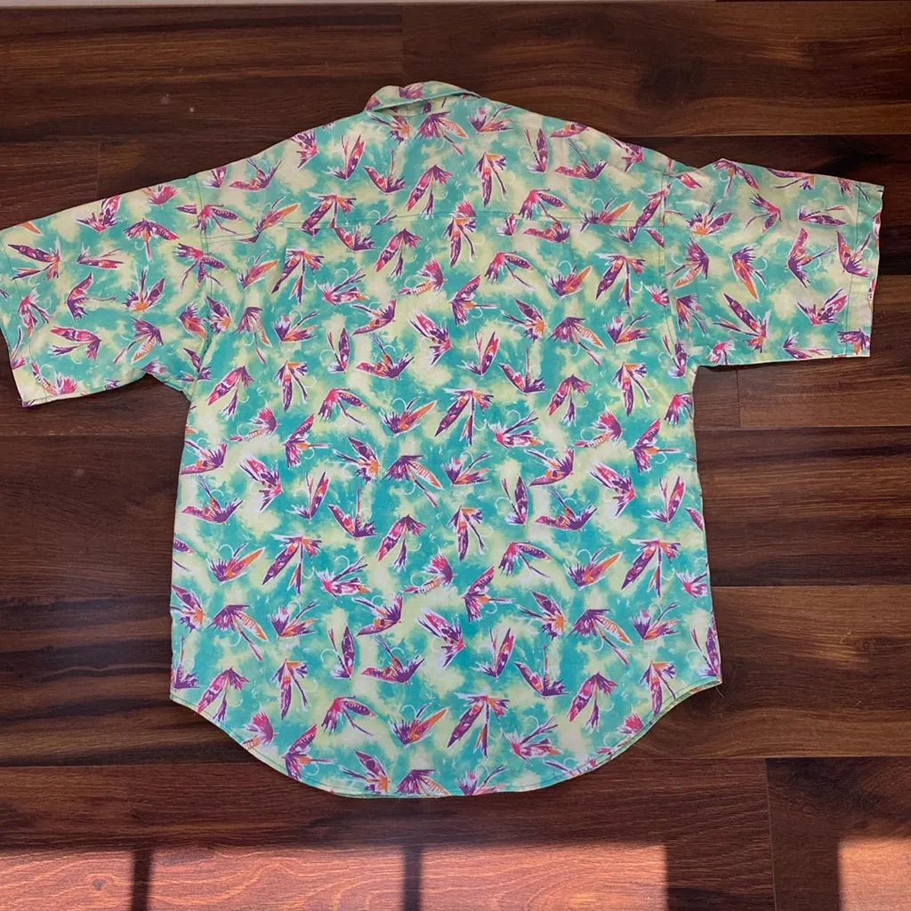 VTG 80s Columbia Fly Fishing Button Down Short Sleeve Shirt Made in USA - Image 5