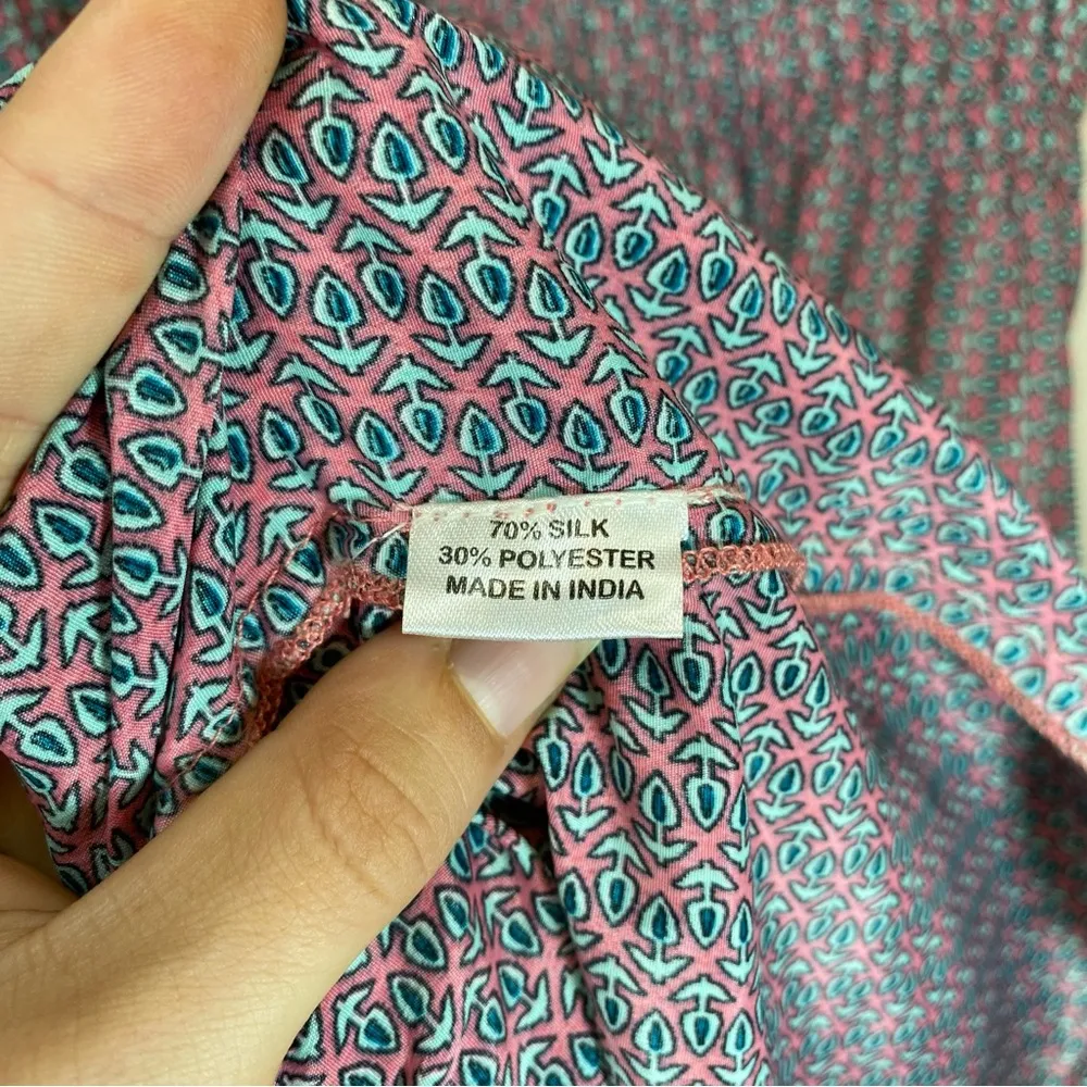 Perry Walker | Cornelia II Ruffle Sleeve Tiered Midi Dress Silk Pink/Blue Sz 6/8 Pink - Image 13