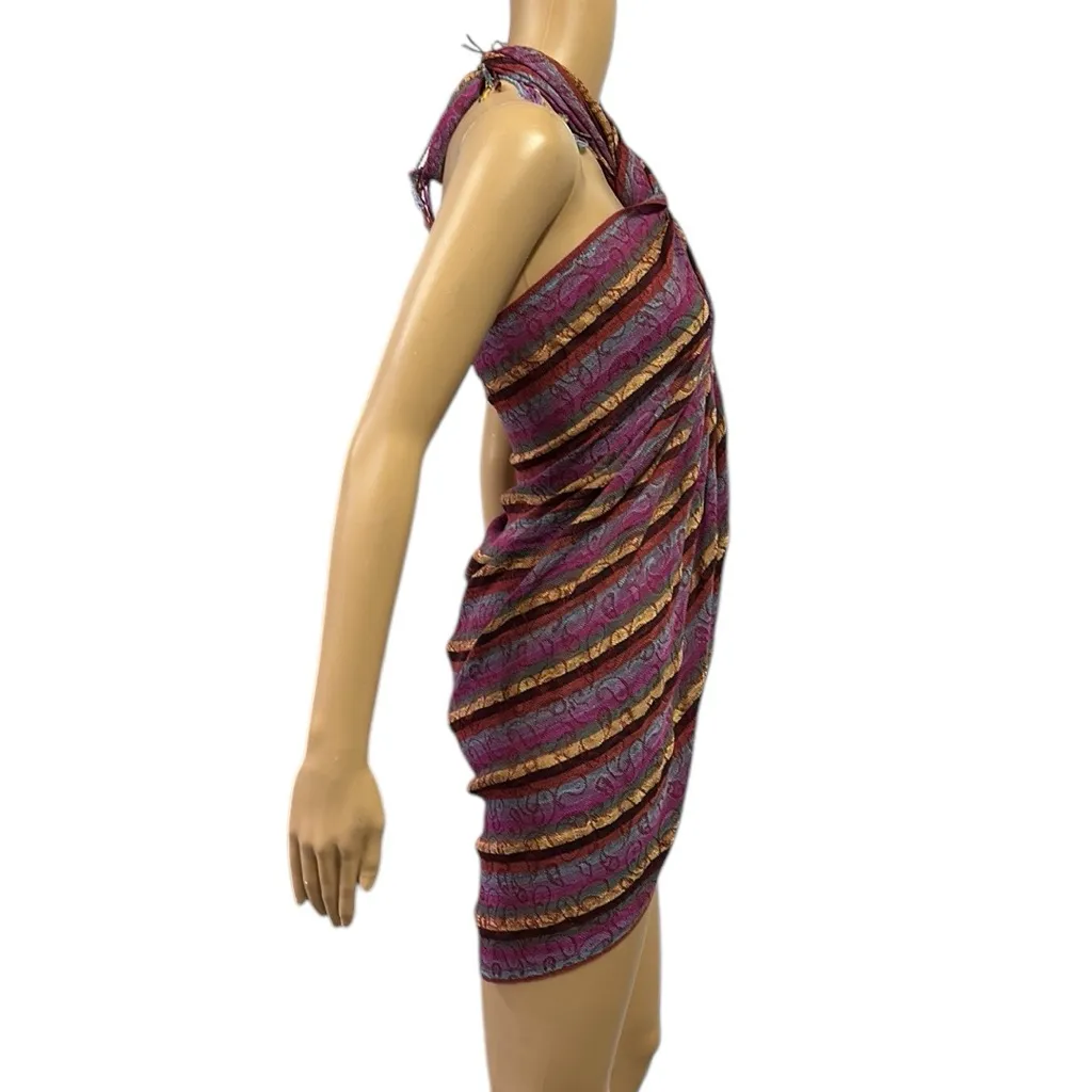 Blanket Scarf Large Wrap Sarong Coverup Fringed 28 x 66 inches Gold - Image 8