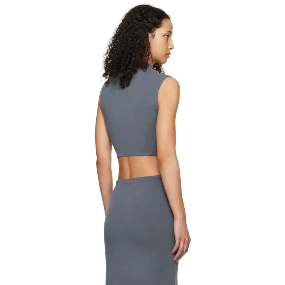 Jade Cropper Asymmetric Crop Top in Dye Grey XSmall New Womens Sleeveless Tank Gray Size XS - Image 12