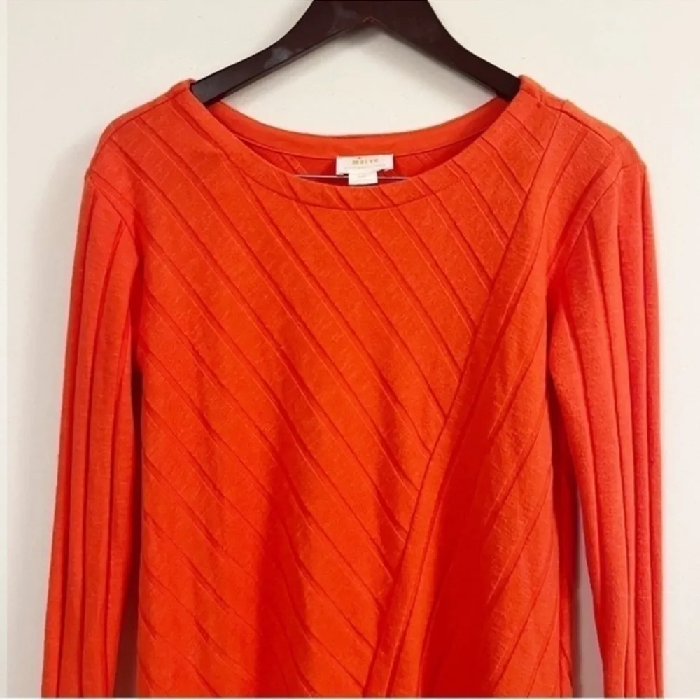 Maeve Asymmetrical Ribbed Knit Sweater Tunic Orange Size XS - Image 2